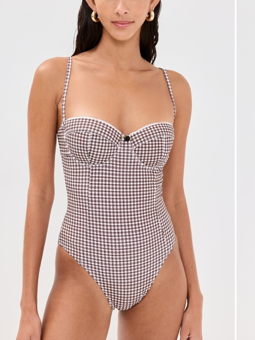 Staud Maeve gingham one piece bathing suit